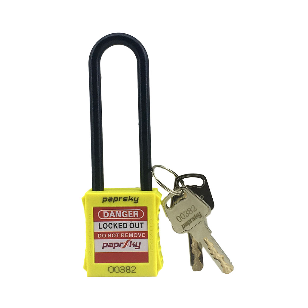 Safety Lockout Dielectric Padlock Yellow Color PS-LOTO-PPNR-76 Dielectric Long Shackle